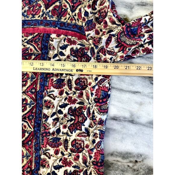 Lucky Brand Beautiful Boho Style Long Sleeve Floral Peasant Top Sz Medium EUC - Picture 7 of 7
